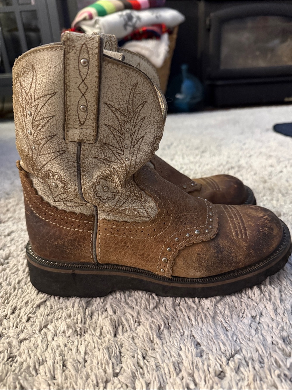 Ariat womens Western Work Boots cowgirl western fair condition leather - Picture 2 of 9
